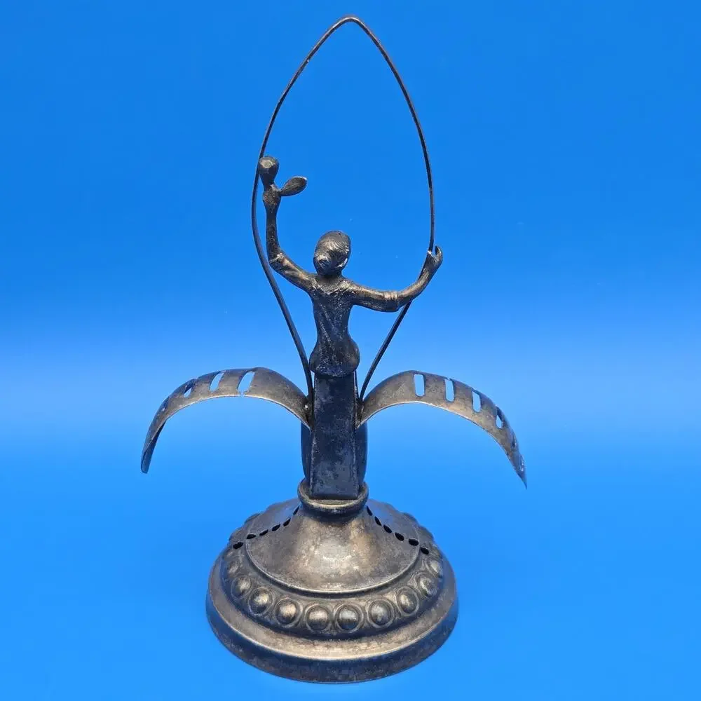 Antique Swedish Art Nouveau Nickel Silver Fruit Knife Holder Fruktknivshållare